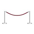 Montour Line Stanchion Post and Rope Kit Pol.Steel, 2 Flat Top 1 Maroon Rope C-Kit-2-PS-FL-1-PVR-MN-PS